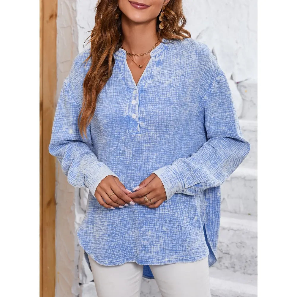 🔥 TODAY ONLY ：Casual V Neck Cotton Blouse - Loose Fit