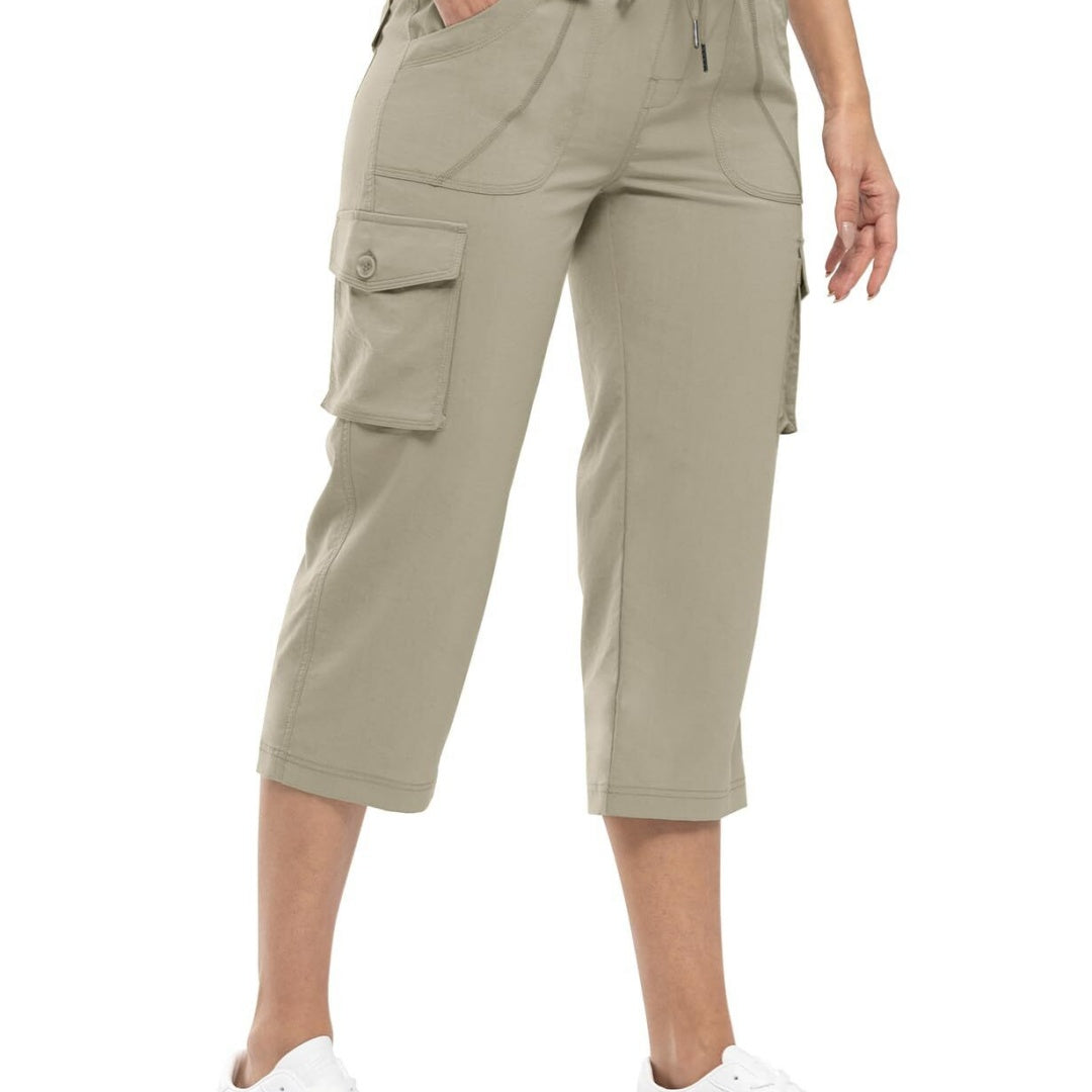 🔥Last day promotion-Women’s Loose Fit Lightweight Capri Cargo Pants – Casual 3/4 Trousers with 6 Pockets