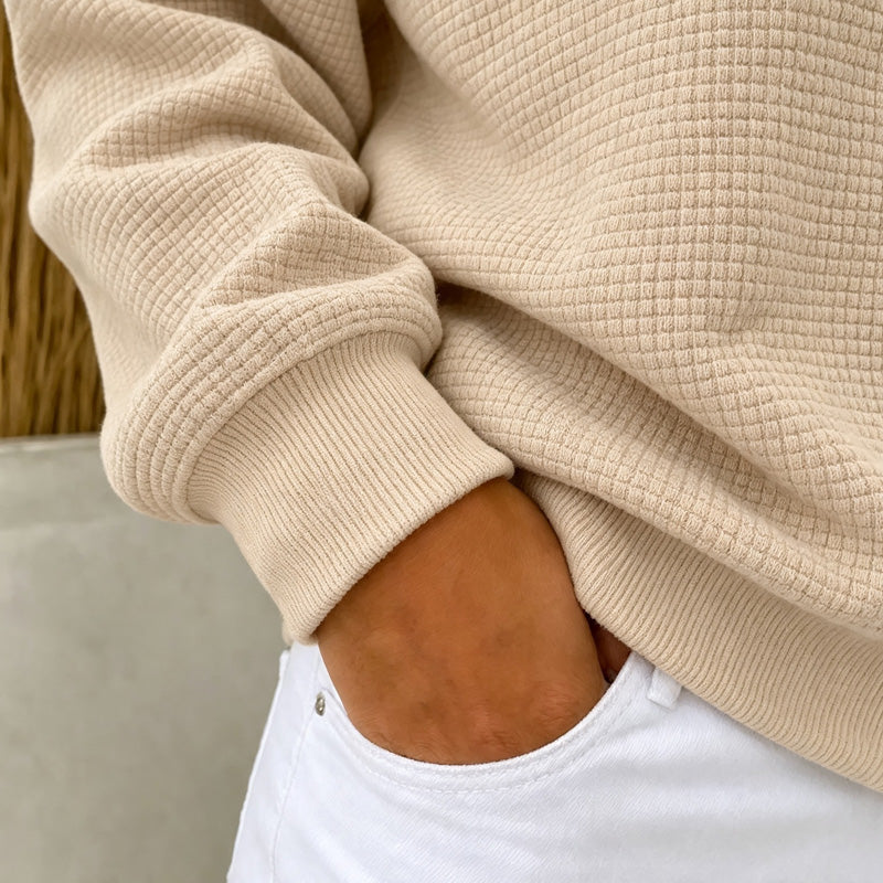 🔥 CLEARANCE SALE🔥 Women's Waffle Knit Crewneck Sweatshirt