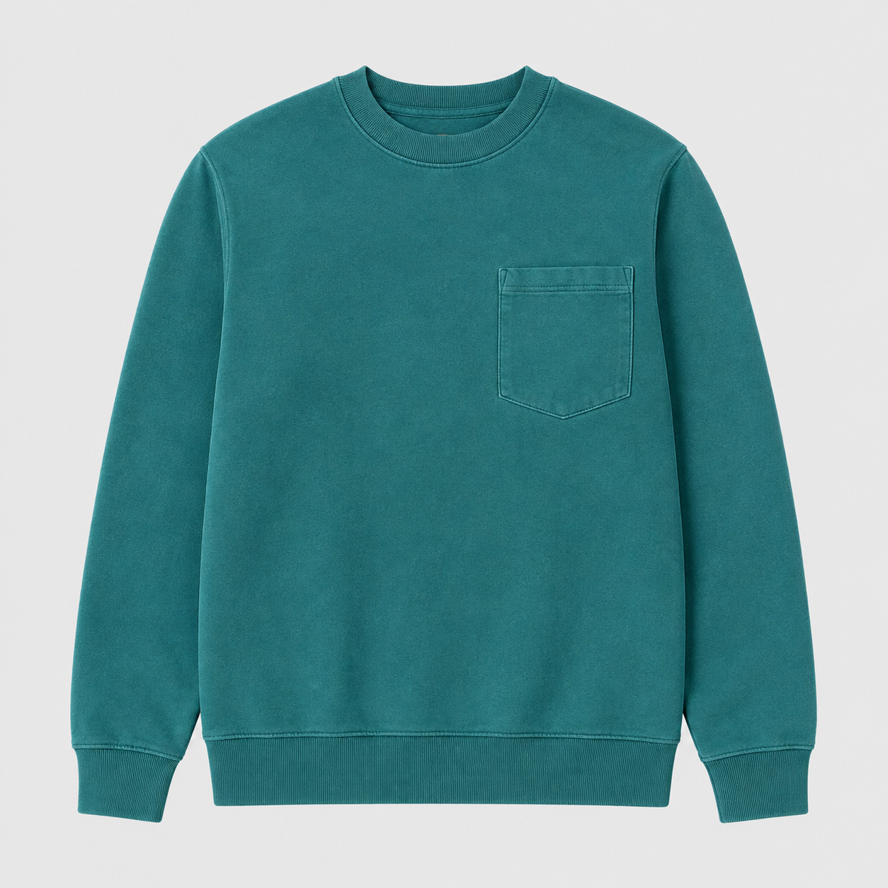 Vintage Washed Unisex Pocket Crewneck Sweatshirt