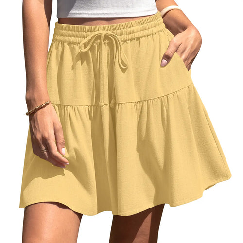 Womens Linen Blend Wide Leg Flowy Culotte Shorts