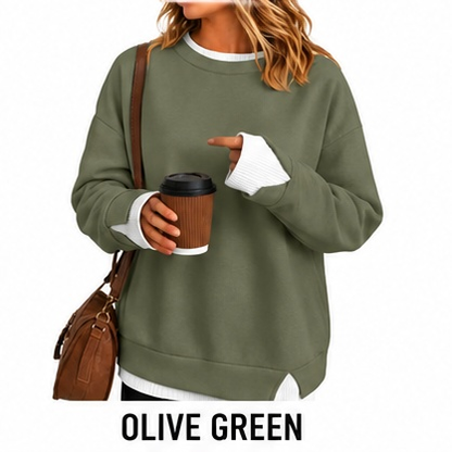 【LAST DAY SALE】Women's Layered Oversized Crew Neck Sweatshirt