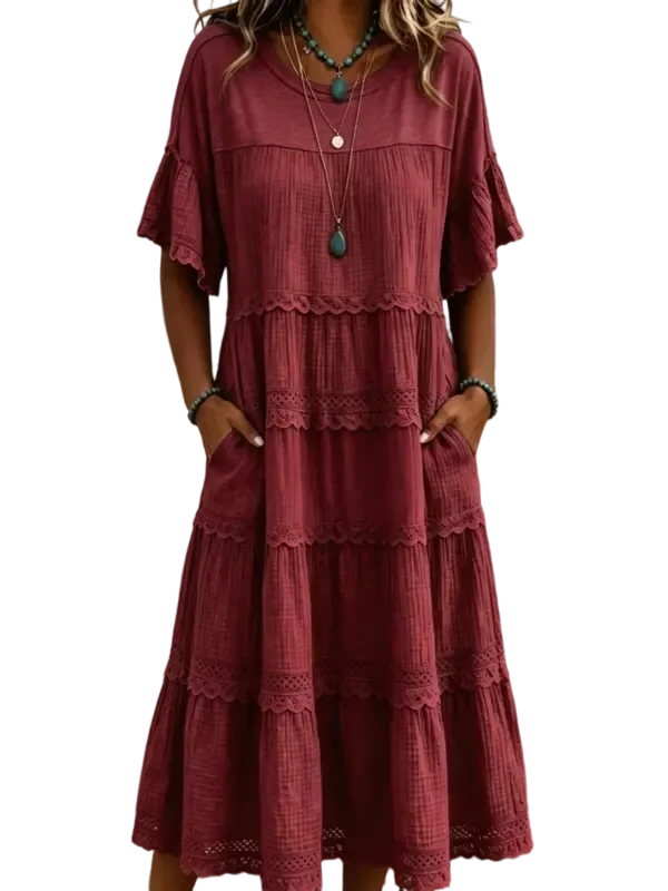 🔥Cool & breathable fabric🍃Women's Vintage Patchwork Lace Dress