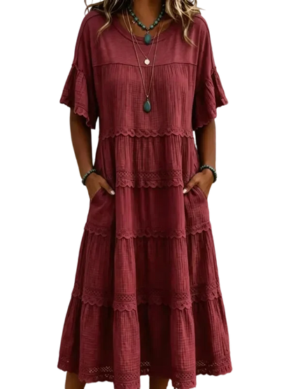 🔥Cool & breathable fabric🍃Women's Vintage Patchwork Lace Dress