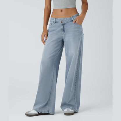 Flex Asymmetric Low Rise Baggy Wide Leg Jeans