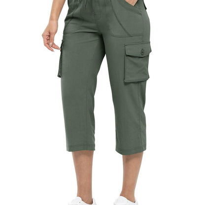 🔥Last day promotion-Women’s Loose Fit Lightweight Capri Cargo Pants – Casual 3/4 Trousers with 6 Pockets