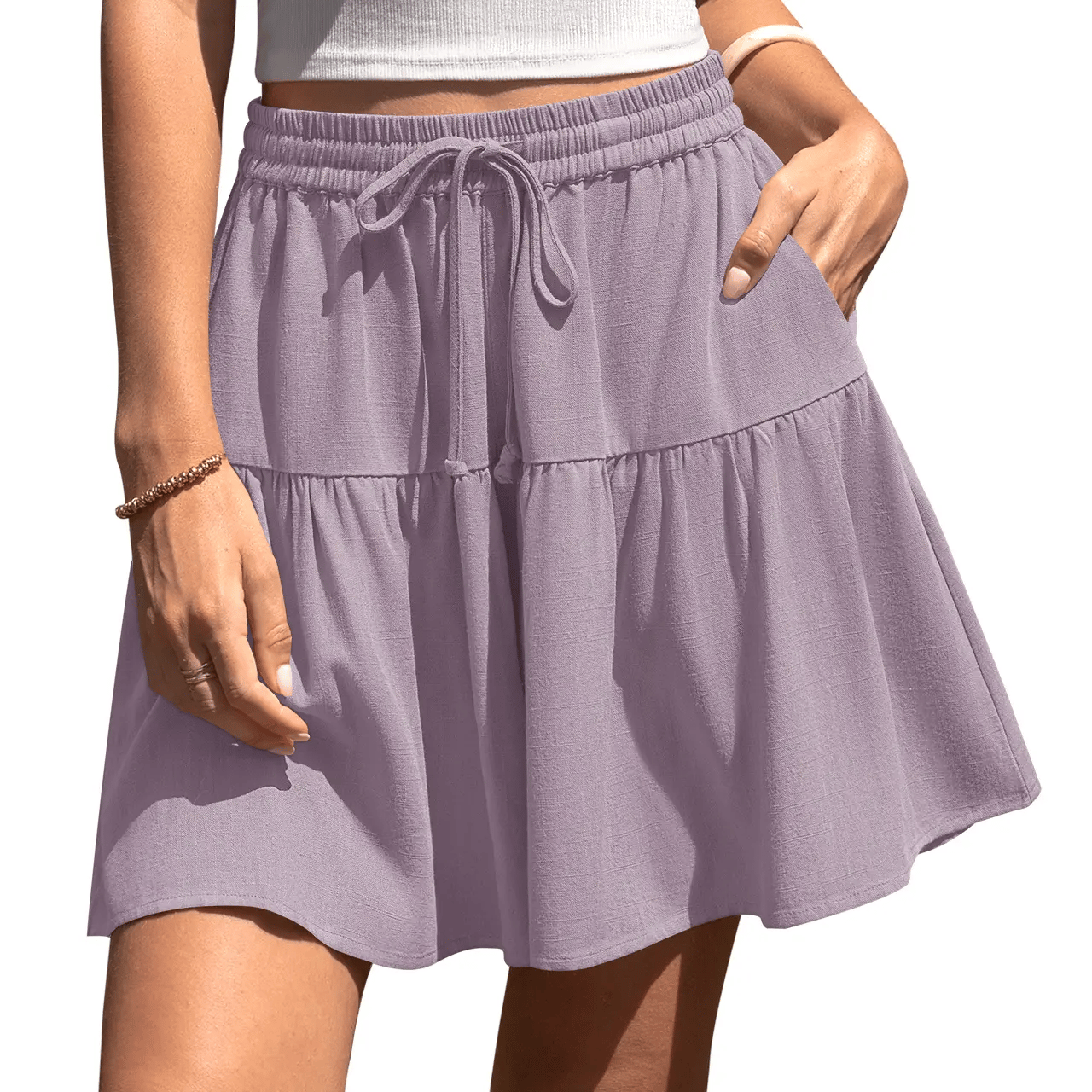 🔥Women's High Waist Drawstring Tiered Skort