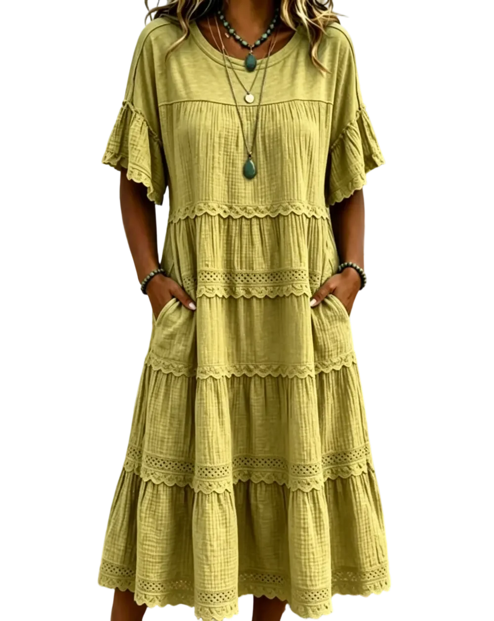 🔥Cool & breathable fabric🍃Women's Vintage Patchwork Lace Dress