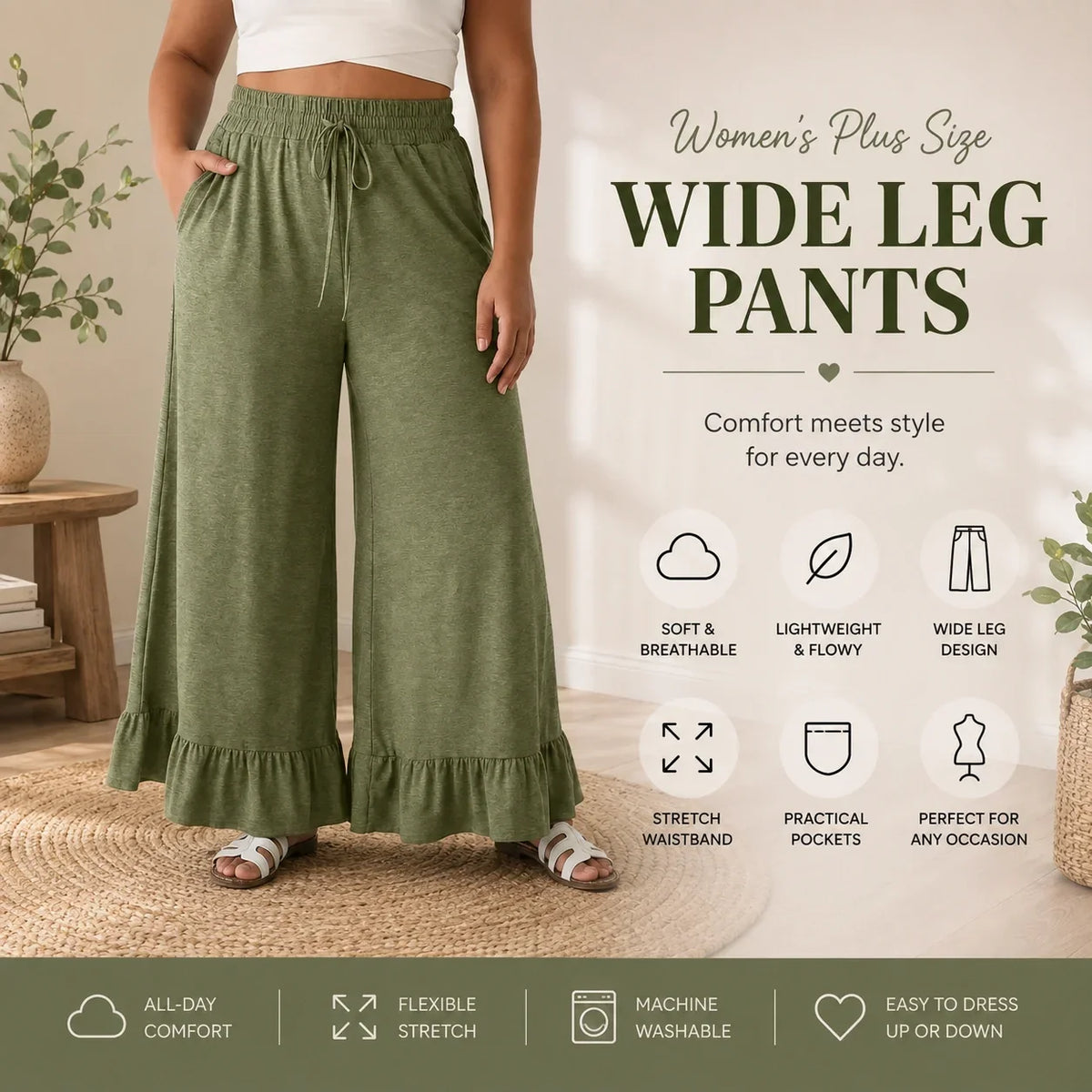 🔥Limited Stock!🔥Women's Plus Size Wide Leg Pants