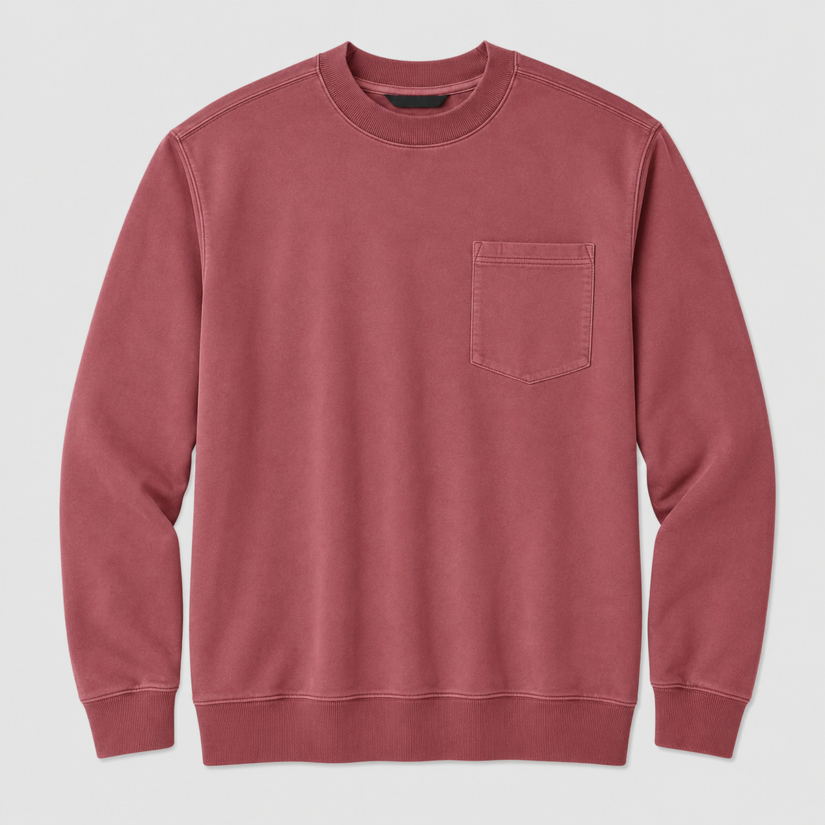 Vintage Washed Unisex Pocket Crewneck Sweatshirt