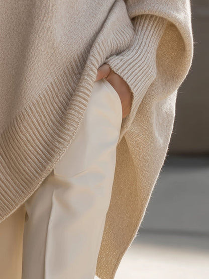Draped Oversized Wide-Neck Sweater