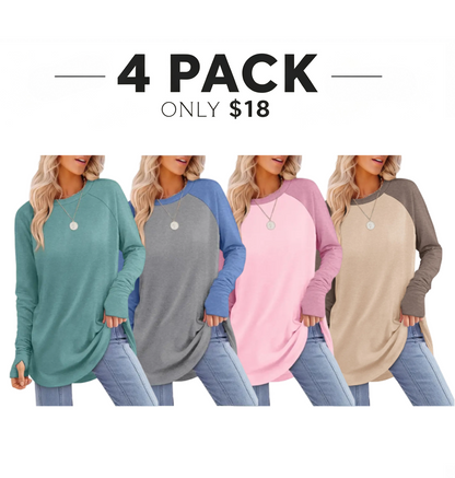 Womens Long Sleeve Round Neck Tunic Tops🎊