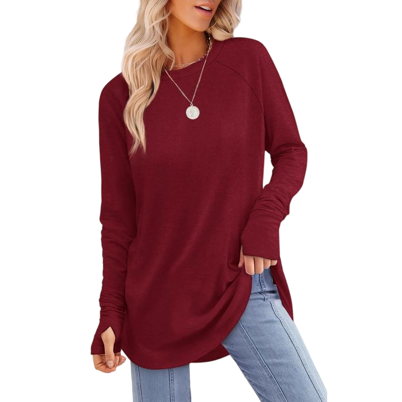 Womens Long Sleeve Round Neck Tunic Tops🎊