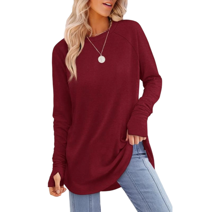 Womens Long Sleeve Round Neck Tunic Tops🎊