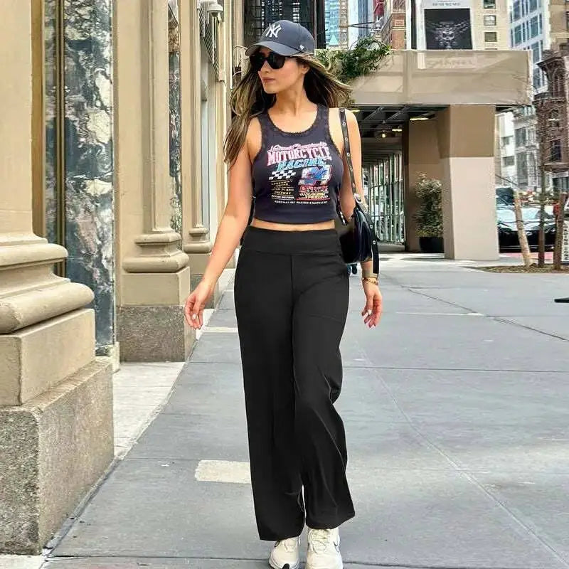💚Women’s High-Waist Wide Leg Pants – Business Casual Yoga Dress Pants with Pockets