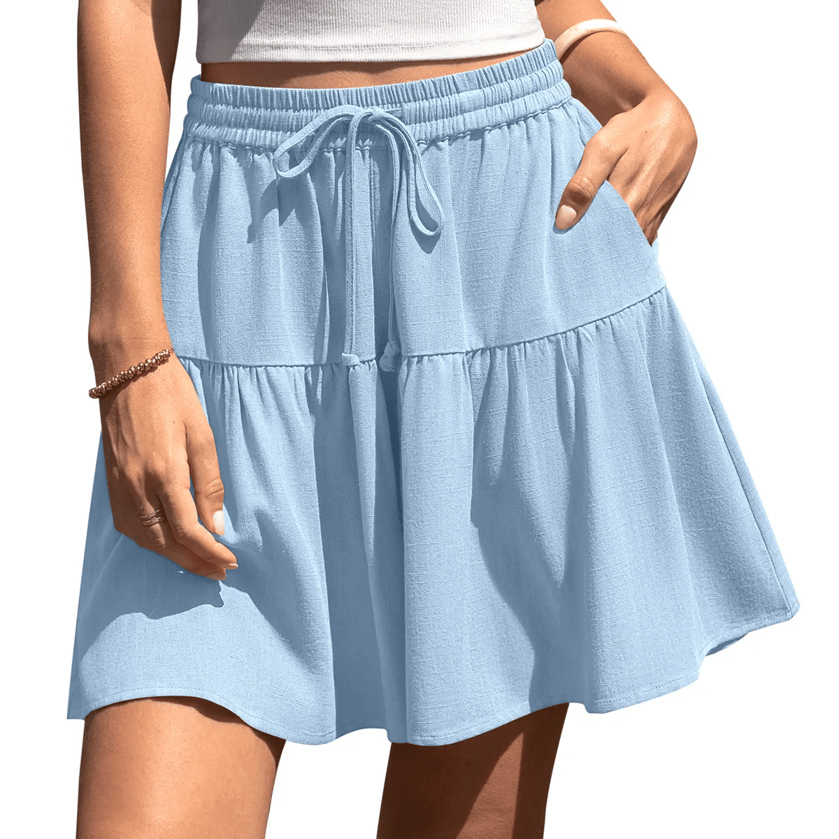 🔥Women's High Waist Drawstring Tiered Skort