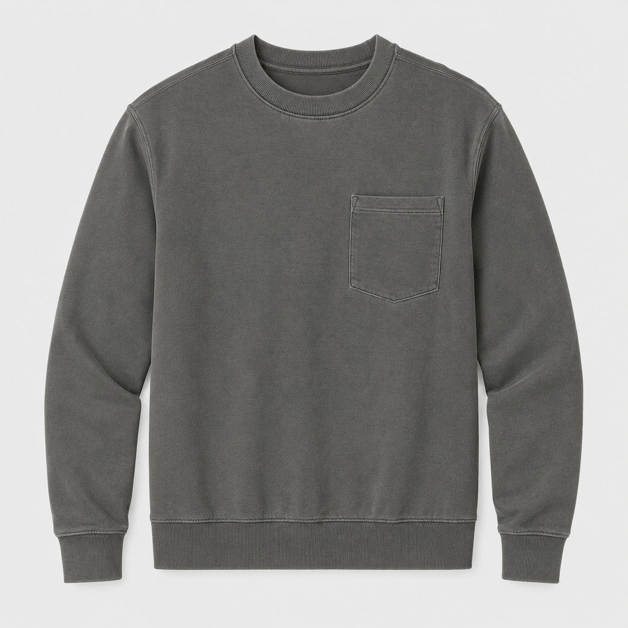 Vintage Washed Unisex Pocket Crewneck Sweatshirt