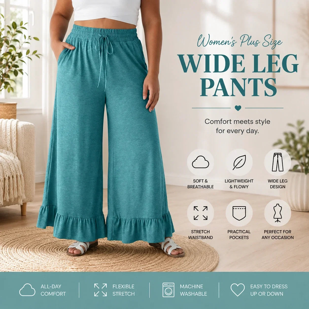 🔥Limited Stock!🔥Women's Plus Size Wide Leg Pants