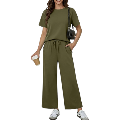 Women's Soft Short-Sleeve Loungewear Set