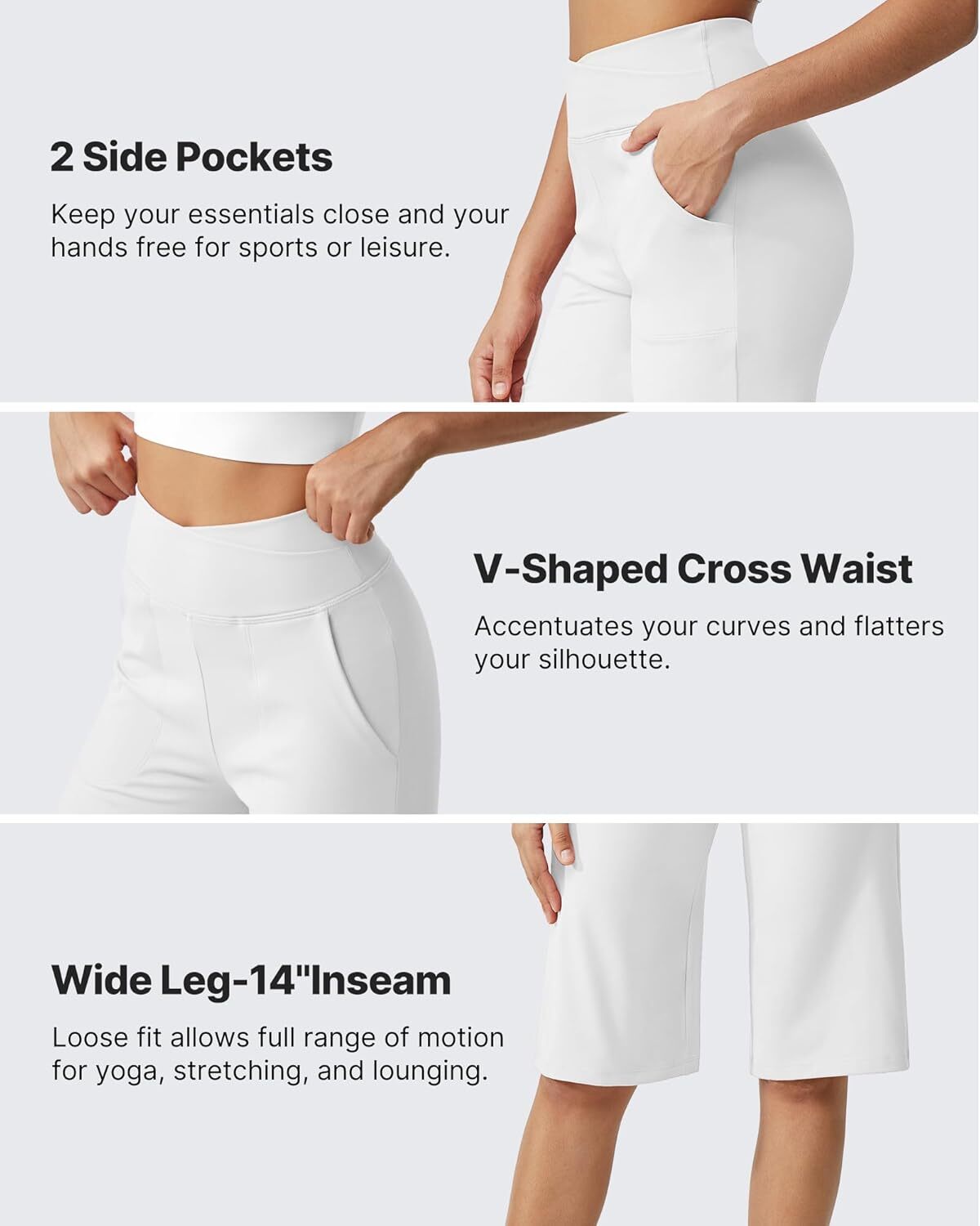 ⏰Last day promotion: Capri Pants for Women -Knee Length Wide Leg Yoga Capris Dressy Casual Summer Crop Pants with Pockets