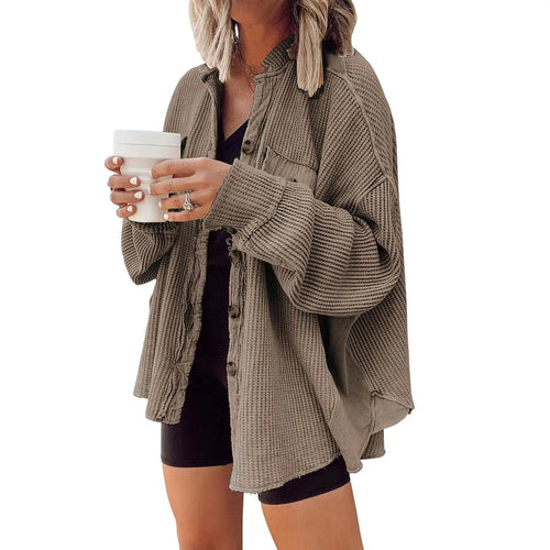 Women's Loose Fit Waffle Knit Shacket