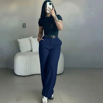 ✨ High-Waisted Straight-Leg Pants