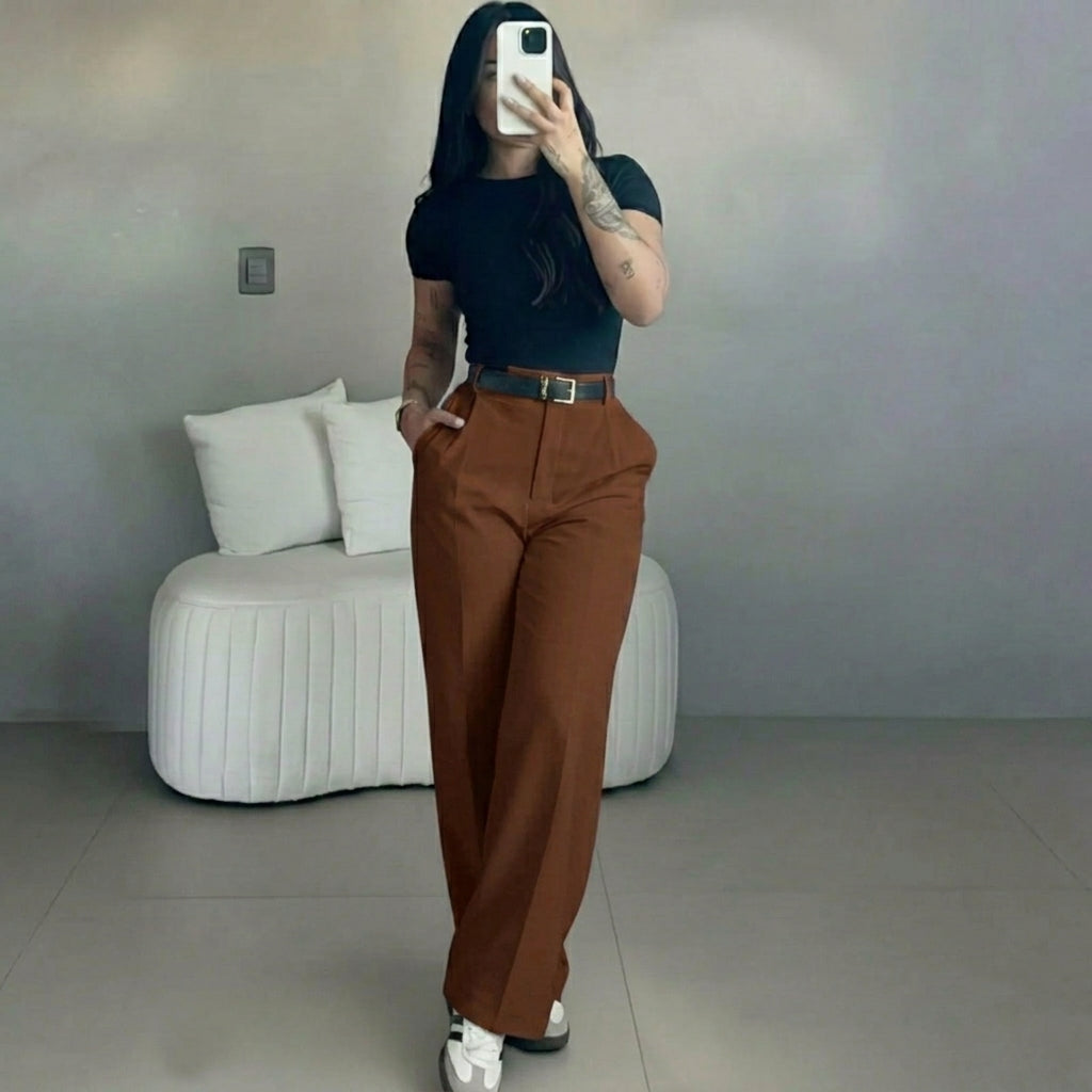 ✨ High-Waisted Straight-Leg Pants