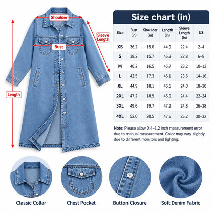 Women's Classic Long Denim Jacket