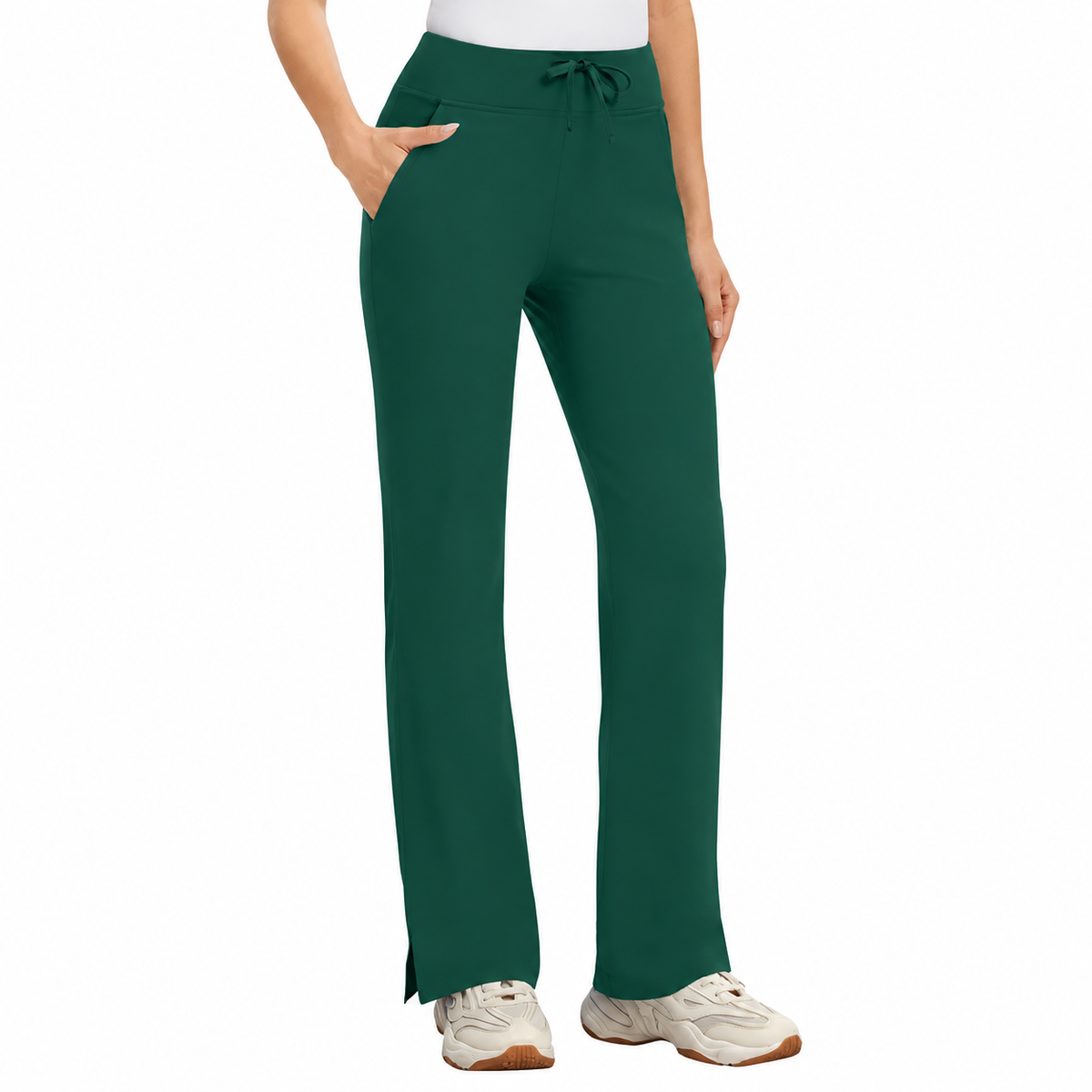 High Rise Yoga Scrub Pants Women - Straight Leg Uniform Pants with Cargo Pocket（XS-4XL）