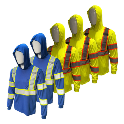 🔥 SPECIAL OFFER-Men’s High Visibility Hoodie Work Shirt – Long Sleeve Reflective Safety Top