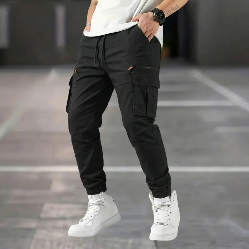 Men’s outdoor cargo pants American casual straight-leg tapered harem long pants
