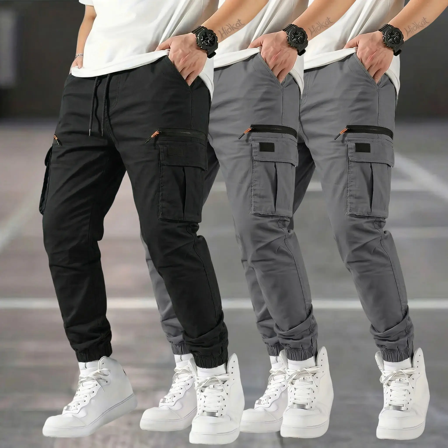Men’s outdoor cargo pants American casual straight-leg tapered harem long pants