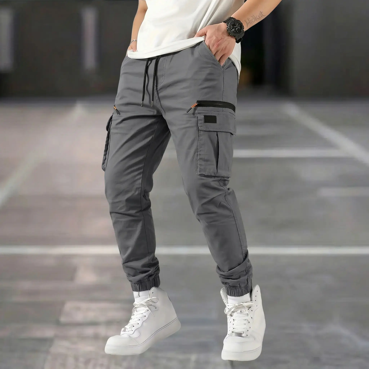 Men’s outdoor cargo pants American casual straight-leg tapered harem long pants