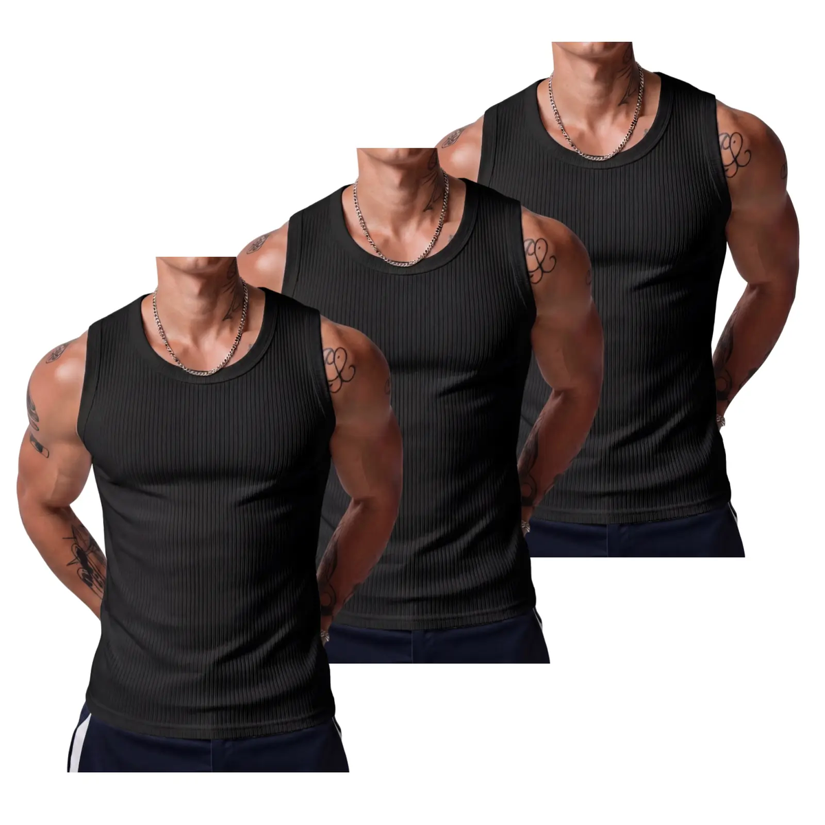 Men's Wide Strap Ribbed Tank Top