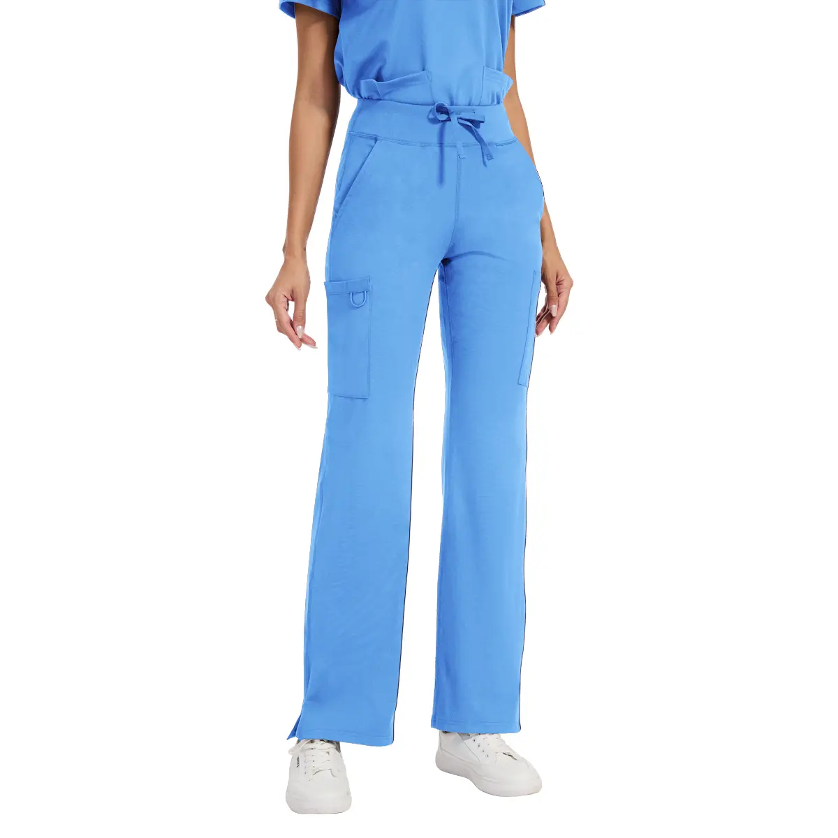 High Rise Yoga Scrub Pants Women - Straight Leg Uniform Pants with Cargo Pocket（XS-4XL）