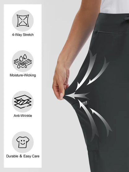 High Rise Yoga Scrub Pants Women - Straight Leg Uniform Pants with Cargo Pocket（XS-4XL）