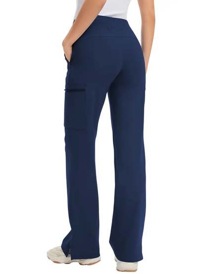 High Rise Yoga Scrub Pants Women - Straight Leg Uniform Pants with Cargo Pocket（XS-4XL）