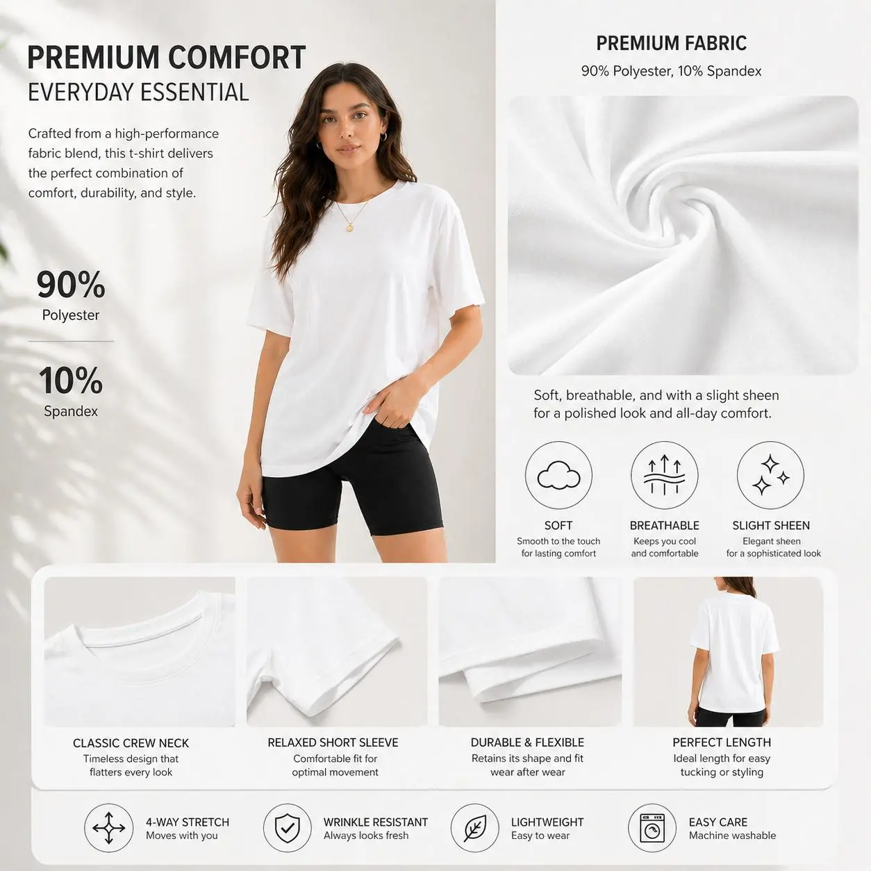 Women's Summer Undershirt Short Sleeve T-Shirt