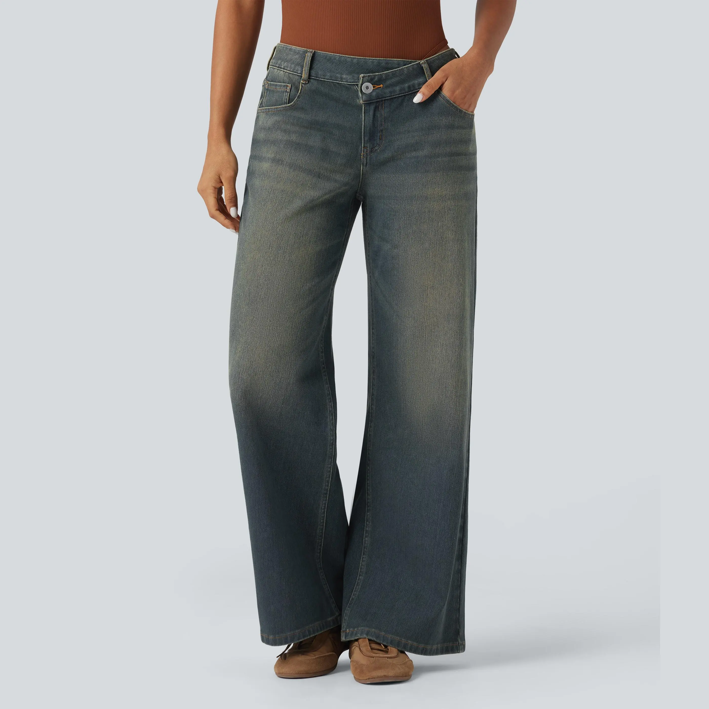 Women's Low Rise Wide Leg Jeans-1