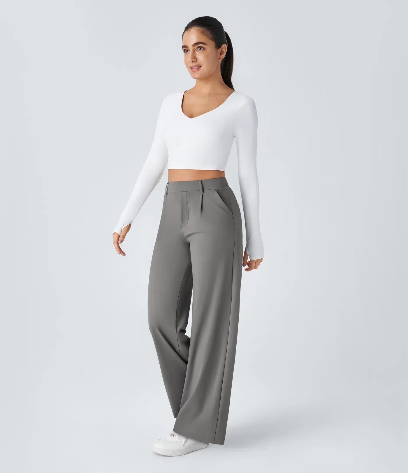 juniprel DayStretch High Waisted Pocket Straight Leg Work Pants
