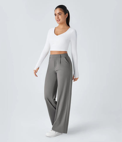 juniprel DayStretch High Waisted Pocket Straight Leg Work Pants