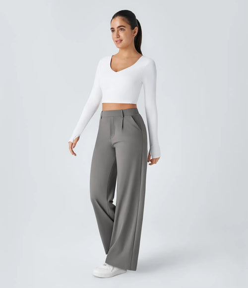 juniprel DayStretch High Waisted Pocket Straight Leg Work Pants