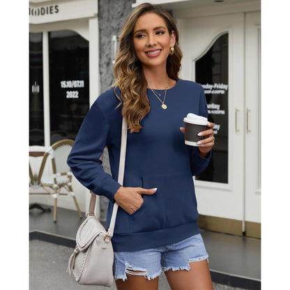 🎉Women's Oversized Crewneck Sweatshirt Long Sleeves Top with Pocket
