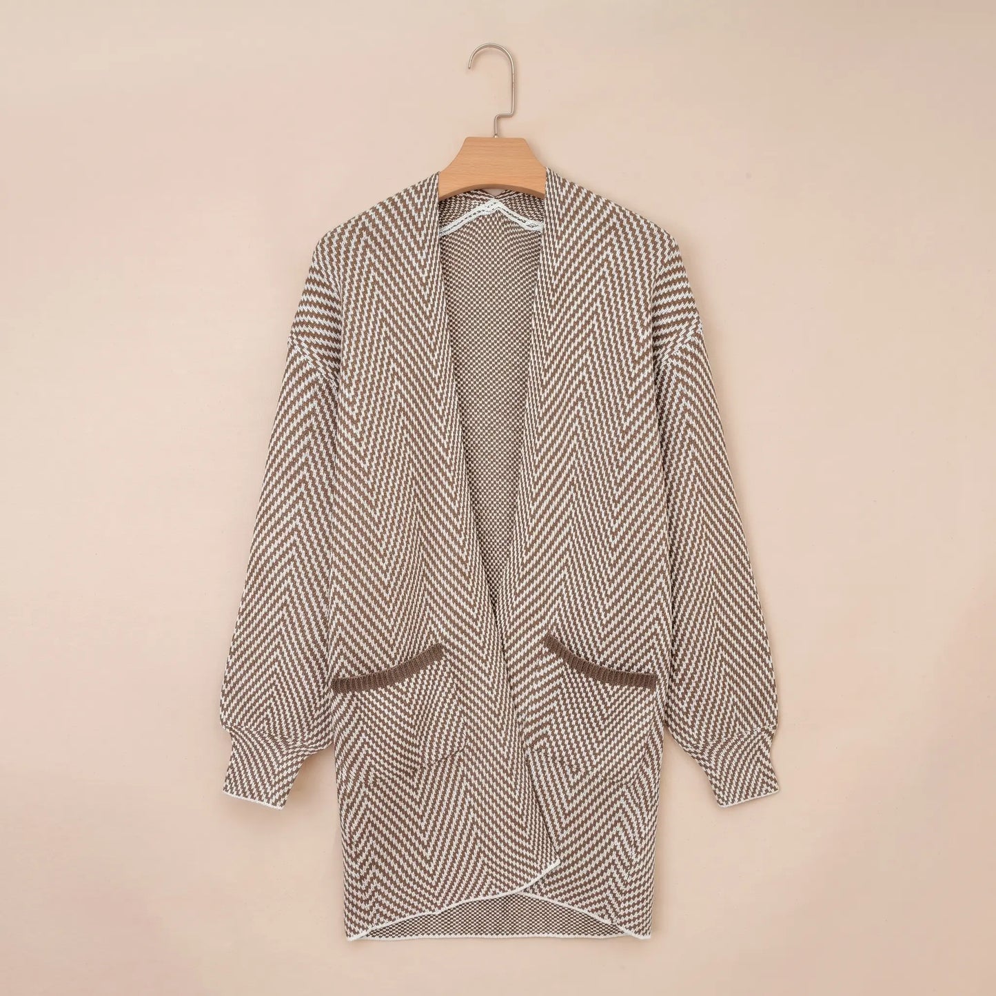 Women's Open Front Herringbone Cardigan Sweaters