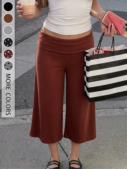 Women's Mid Waist Turn-Up Capri Leggings