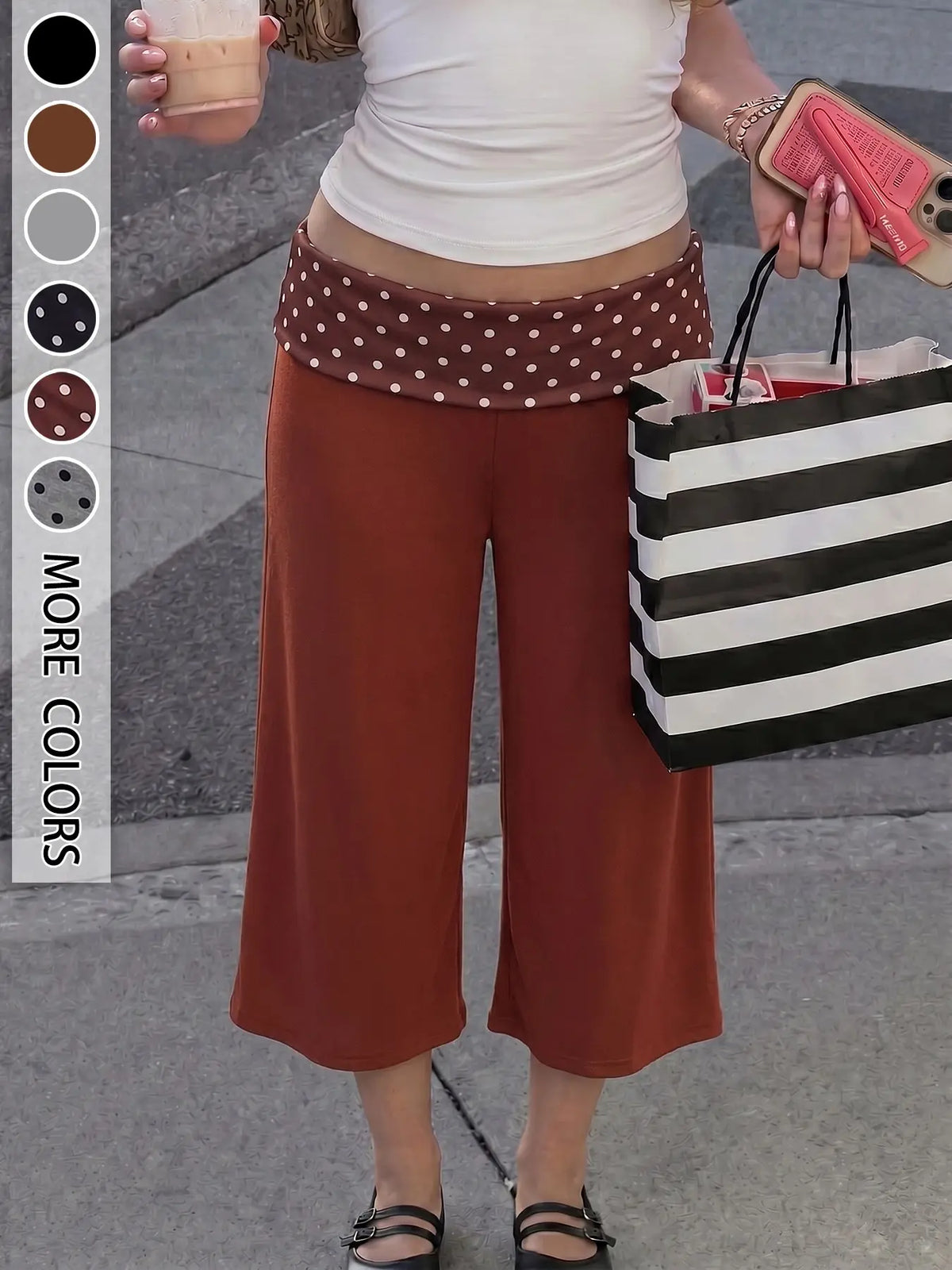 Women's Mid Waist Turn-Up Capri Leggings