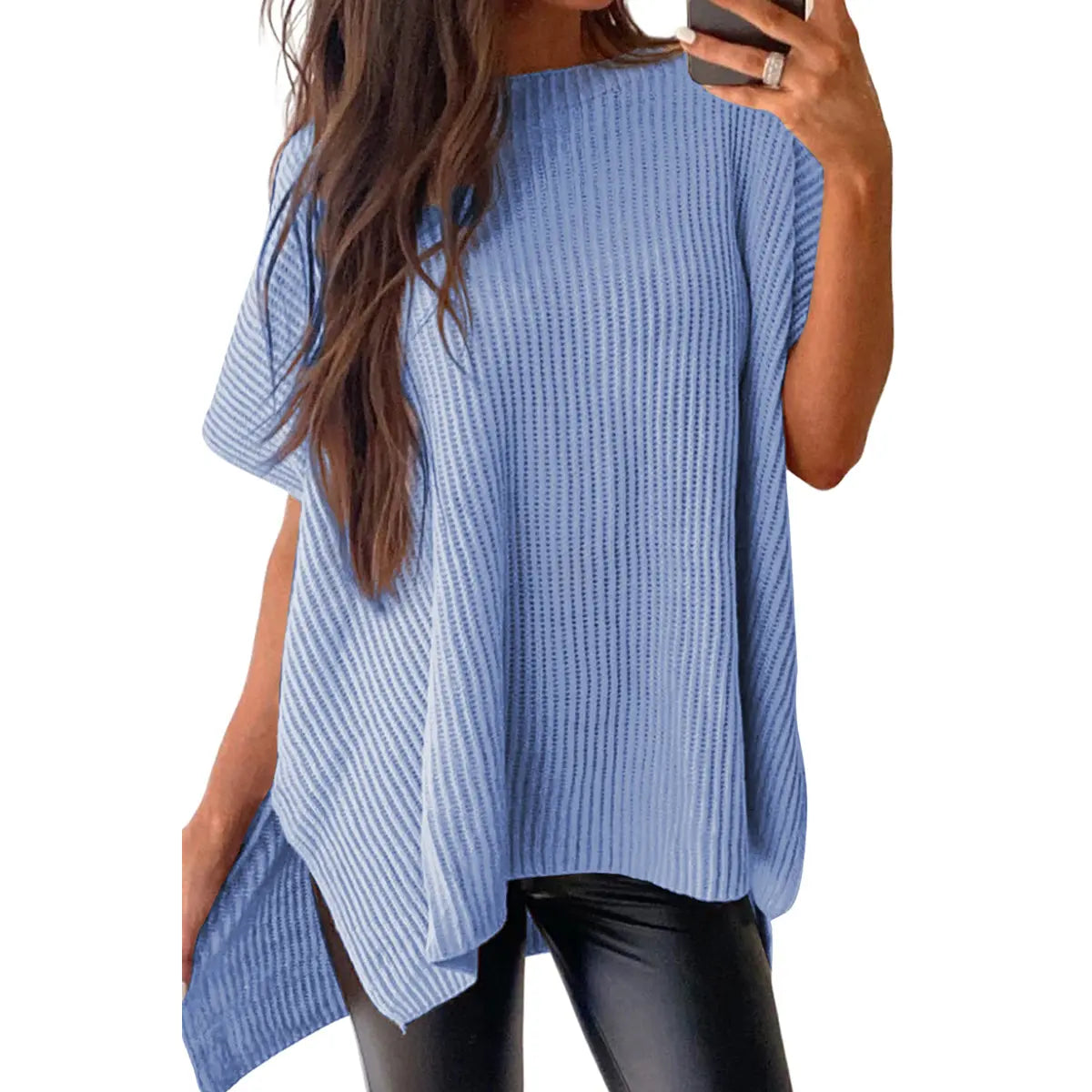 Women’s Solid Knit Puff Sleeve Sweater