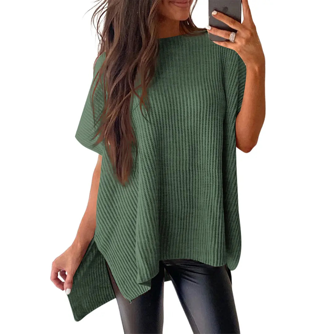 Women’s Solid Knit Puff Sleeve Sweater