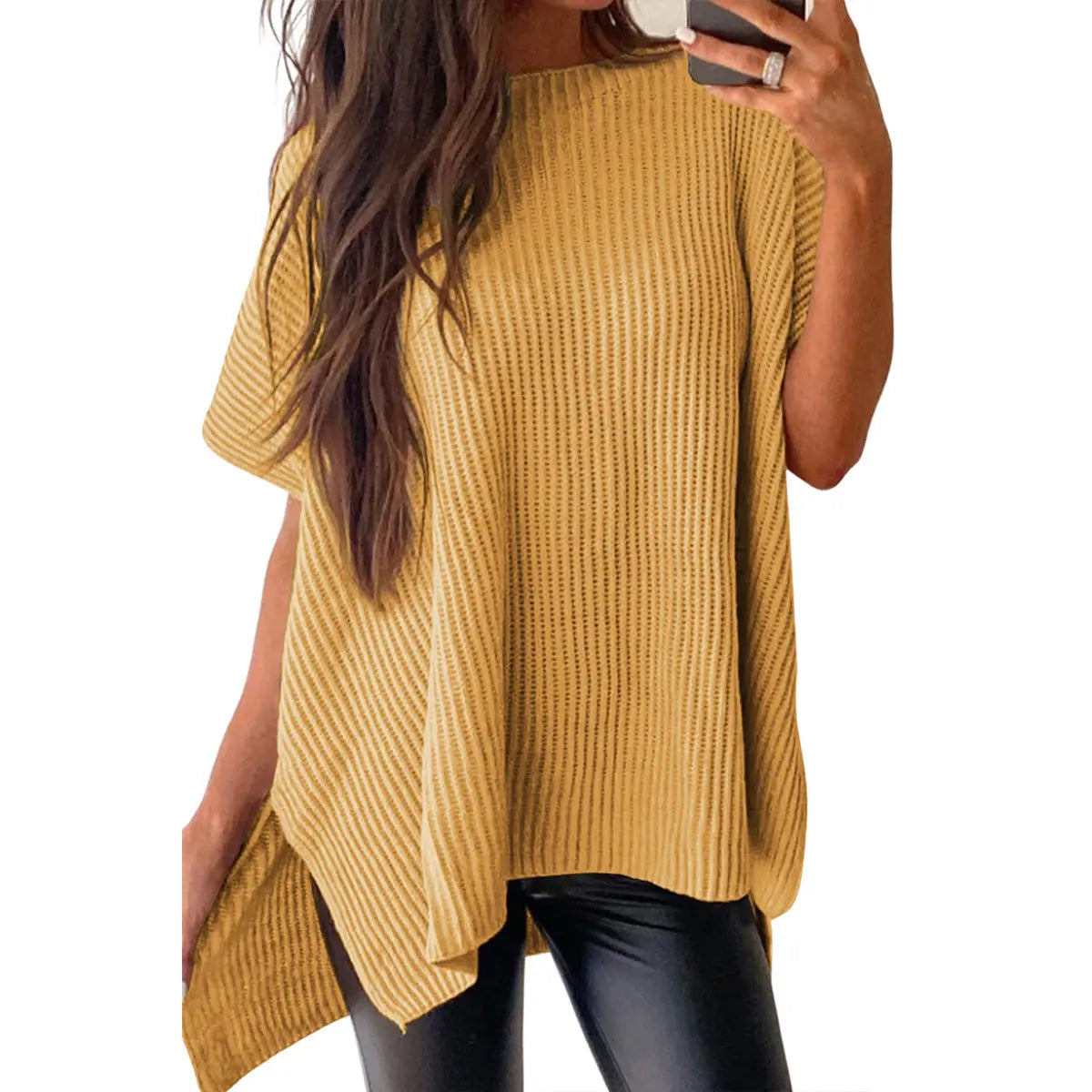 Women’s Solid Knit Puff Sleeve Sweater