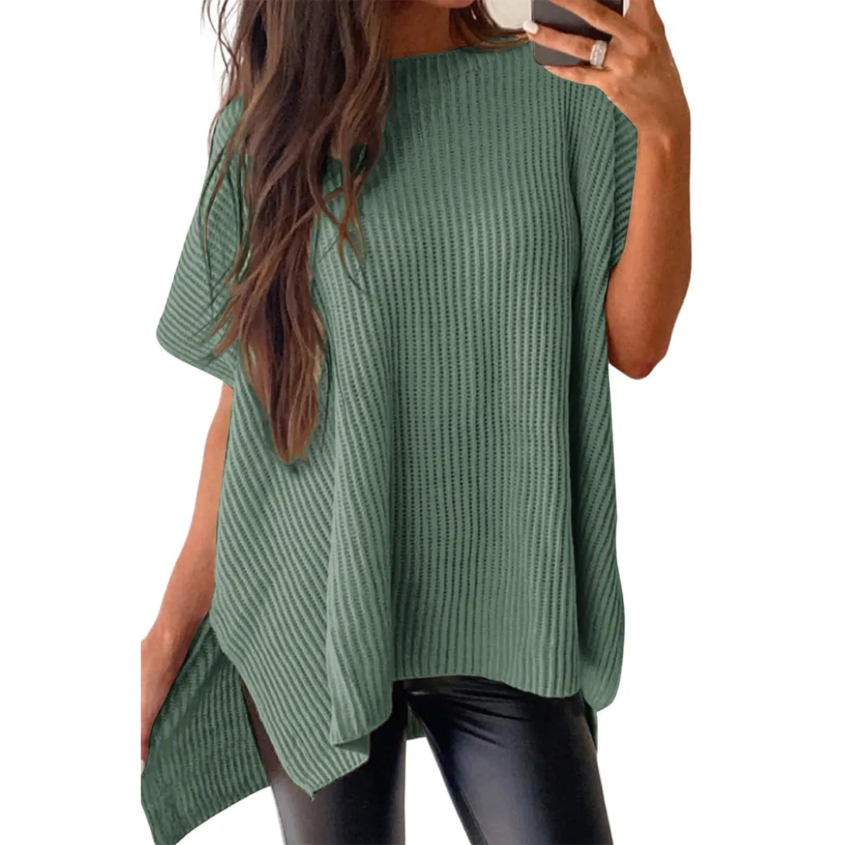 Women’s Solid Knit Puff Sleeve Sweater